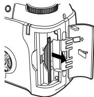 OLYMPUS C-720 ULTRA ZOOM - ■ Removing the card Hold the card with your fingertips and pull it out in the direction of the arrow. - 1