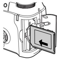 OLYMPUS C-720 ULTRA ZOOM - ■ Inserting the card Insert the card as far as it will go in the direction shown in the illustration. - 1
