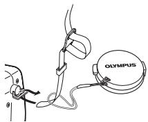 OLYMPUS C-765 ULTRA ZOOM - ATTACHING THE STRAP AND LENS CAP - 3
