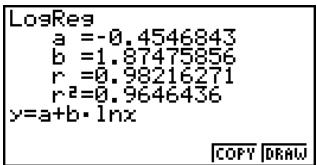 CASIO GRAPH35+ - ■ Graphe de régression logarithmique - 1