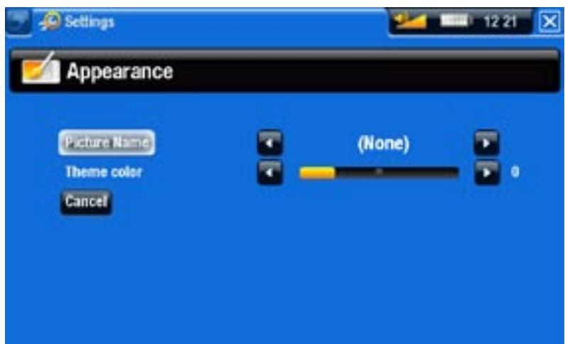 ARCHOS 605 - PARAMÈTRES "APPEARANCE" [APPARENCE] - 1