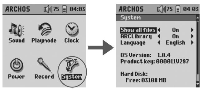 ARCHOS GMINI 220 - Changer les paramètres du système - 1