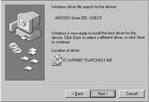 ARCHOS GMINI 220 - Add New Hardware Wizard - 1