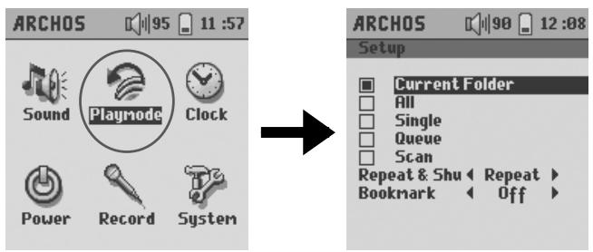 ARCHOS GMINI 220 - Changer les paramètres du mode de lecture - 1