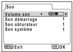 PENTAX OPTIO S30 - Changement des réglages sonores - 1