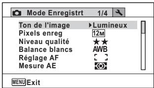 PENTAX OPTIO W90 - - [Mode Enregistr] Menu 1 - 1