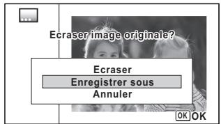 PENTAX OPTIO W90 - Utilisez le bouton de navigation ( ) pour selectionner [Ecraser] ou [Enregistrer sous]. - 1