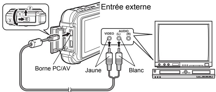 PENTAX OPTIO W90 - Branchement de l'appareil sur un connecteur IN video - 1