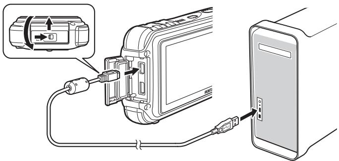 PENTAX OPTIO W90 - Connexion de la liaison appareil/ordinateur Macintosh - 1