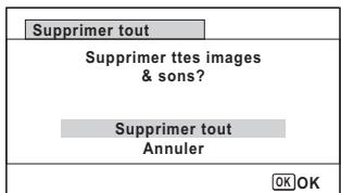 PENTAX OPTIO W90 - Utilisez le bouton de navigation () pour selectionner [Supprimer tout]. - 1