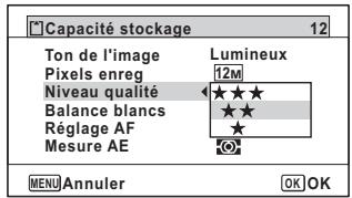 PENTAX OPTIO W90 - Utilisez le bouton de navigation ( ) pour modifier le niveau de qualite. - 1