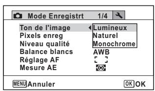 PENTAX OPTIO W90 - Sélectionnez un ton d'image à l'aide du bouton de navigation (▲▼). - 1
