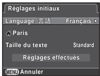 PENTAX K-500 - Sélectionnez la langue souhaitée à l'aide du bouton de navigation (▲▼▲▶) puis appuyez sur le bouton OK. - 1