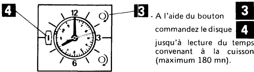 4 12 3 6 3 - A l'aide du bouton commandez le disque jusqu'à lecture du temps convenant à la cuisson (maximum 180 mn).