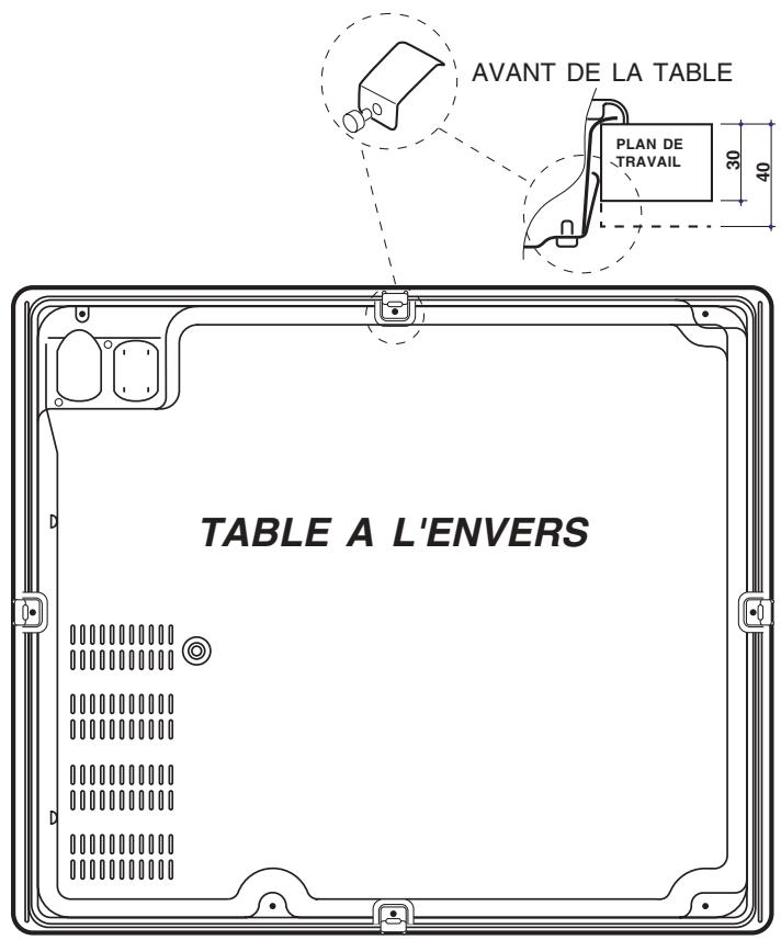 AVANT DE LA TABLE PLAN DE TRAVAIL 30 40 TABLE A L'ENVERS