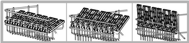 Three technical line drawings of a multi-tiered mechanical or structural component, showing internal components and assembly (no text or symbols)
