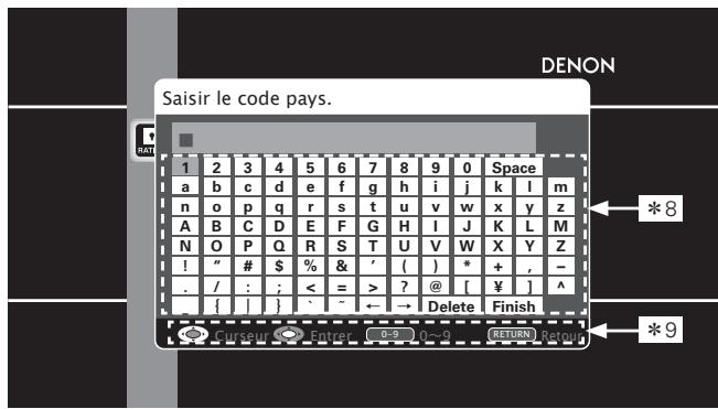 DENON DBP-4010UD - [Exemple 2] Écran d'entrée du classement des codes pays (with virtual keyboard) - 1