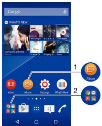 SONY M4 - Présentation des raccourcis et dossiers - 1