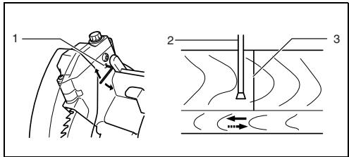 MAKITA LS0714 - Quando regula, a linha de laser aparece na parte direita da lâmina da serra - 1