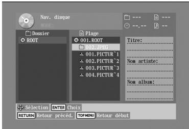 Nav. disque Dossier ROOT Plage 001.ROOT 002.JPGS 001.PICTUR 1 002.PICTUR 2 003.PICTUR 3 004.PICTUR 4 Titre: Nom artiste: Nom album: Selection ENTES Chois RETURN Retour preceded. TOP MENU Retour debut