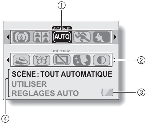SANYO XACTI VPC-E60 - PRÉSENTATION DE L'ÉCRAN DES RÉGLAGES FACILES - 1