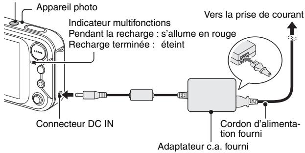 SANYO XACTI VPC-E60 - Éteignez l'appareil photo et connectez l'adaptateur c.a. à l'appareil. - 1