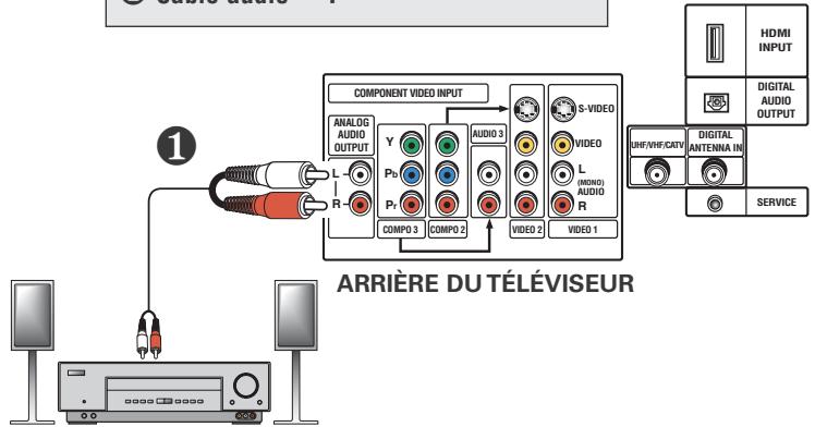 SANYO HT32744 - Branchement des sorties audio à un amplificateur stéréophonique - 1