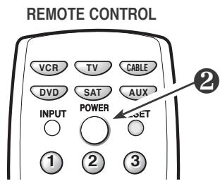 REMOTE CONTROL VCR TV CABLE DVD SAT AUX INPUT POWER SET ① ② ③