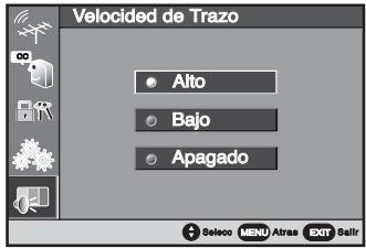 Velocided de Trazo Alto Bajo Apagado Seleco MENU Atras EXIT Sell