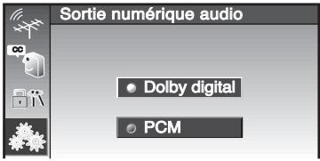 Sortie numérique audio Dolby digital PCM