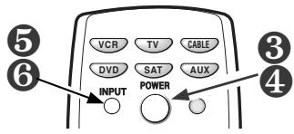 VCR TV CABLE DVD SAT AUX INPUT POWER