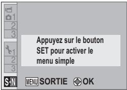SANYO XACTI VPC-CA9 - Ouverture/fermeture de l'écran de menu du mode simple/normal - 2