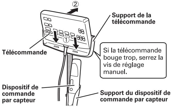 SANYO HEC-DR8700K - Posez la télécommande sur le support (partie supérieure). - 1