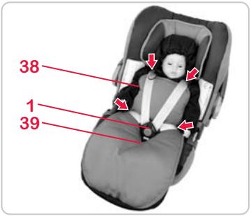 BRITAX BABY-SAFE PLUS SHR II - Pour fixer la chancelière 38, procédez comme suit : - 1