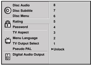NAD L55EN - SELECTING RATING LEVEL (DVD ONLY) - 1