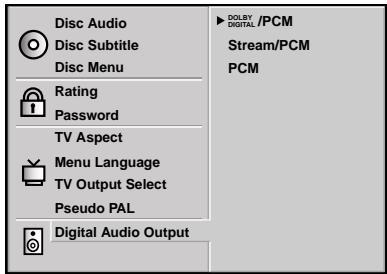 NAD L55EN - At the SETUP screen, press / to select Digital Audio Output and press - 1