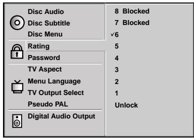 NAD L55EN - SELECTING RATING LEVEL (DVD ONLY) - 2