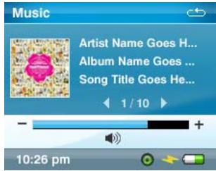 Music Artist Name Goes H... Album Name Goes ... Song Title Goes He... 1 / 10 + - 10:26 pm