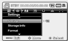 8TBY 00:00:00:00:53:54 Settings Storage Storage Info Format MENU Edit Move Select