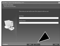 Existing CyberLink MediaWindow 4.0 Customer Information Please enter your information Please enter your name and the name of the company for which you want. User Name: Customer Name: Installment: OK Cancel