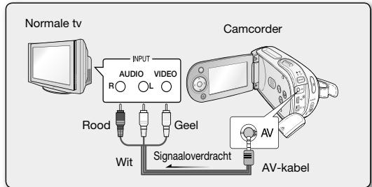 Normale tv INPUT AUDIO VIDEO R O L Rood Geel Wit Signaaloverdracht Camcorder AV AV-kabel