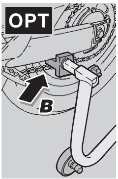 APRILIA RS50 - Soullever le véhicule en agissant uniquement sur les deux supports du bras oscillant. - 2