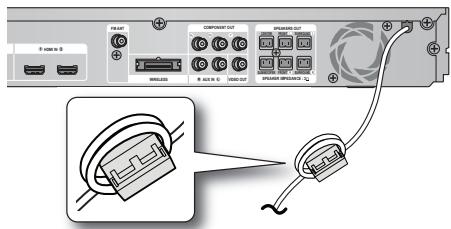 SAMSUNG HT-D5550 - Attaching the Toroidal Ferrite Core to the Power Cord of the Main Unit - 1