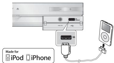 SAMSUNG HT-D5550 - Collegamento dell'iPod/iPhoneutilizzando il cavo USB - 1
