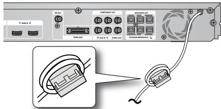 SAMSUNG HT-D5550 - Anbringen des Ferritringkerns am Netzkabel Des Hausgeräts - 1