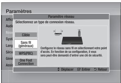 SAMSUNG HT-D5550 - Configuration d'une connexion au réseau sans fil - Auto. - 1