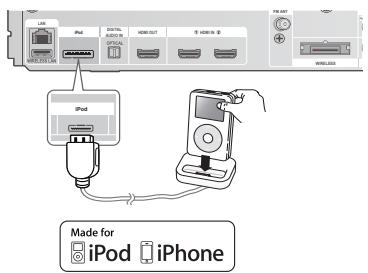 SAMSUNG HT-D5550 - Connexion d'un iPod/iPhone via la station d'accueil dock - 1