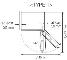 at least 50 mm at least 50 mm 136° 1,440 mm 1,495 mm