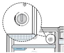Technical diagram showing a washing machine with labeled components and a magnified circular detail view.