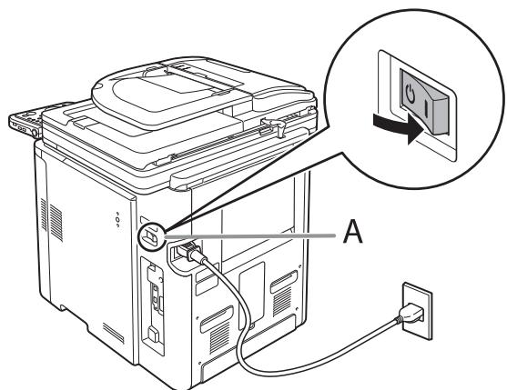 CANON IMAGERUNNER C1028I - Premere il lato [l] dell'interruttore principale (A) per accendere il dispositivo. - 1
